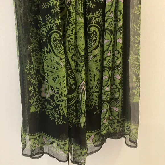 XS Bebe Green & Black Sheer, Lined Maxi Dress - Picture 10 of 15
